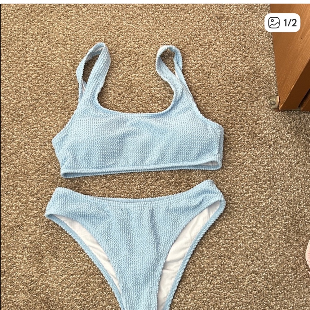 Light Blue Textured Bikini Set